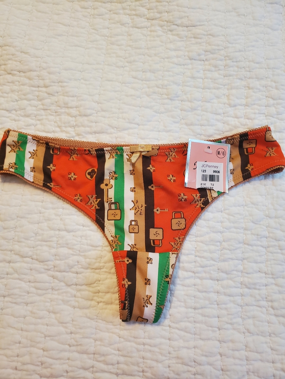 JCPenney Girls' Orange Striped Bikini Bottoms
